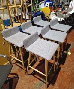 Set Of 6 - Sixteen3 Erin Grey Upholstered Bar Table Stools Office Dining Cafe